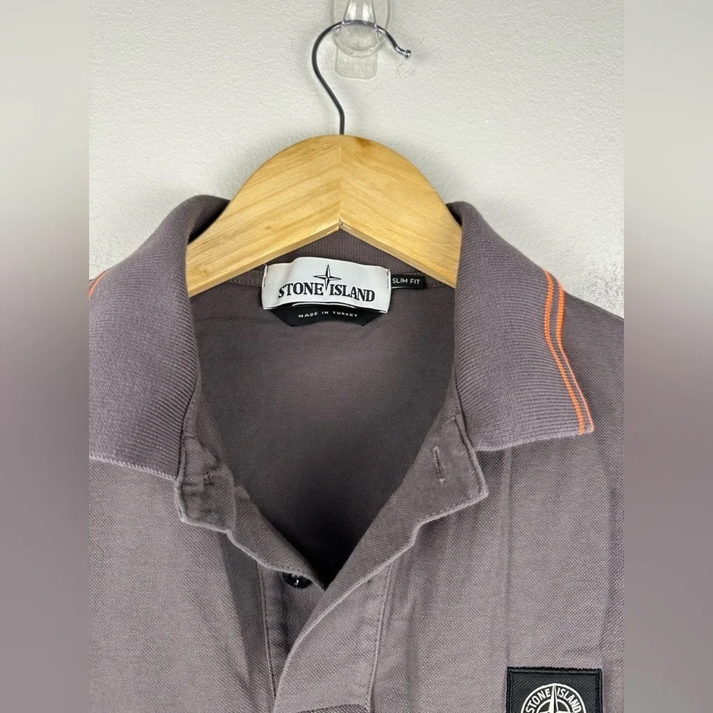 Stone Island Slim Fit Contrast Tipped Stretch Cotton Piqué Polo Shirt Men’s Sz M - Picture 11 of 14